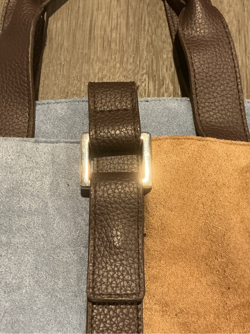 Vintage Estée Lauder Colorblock Suede Tote Bag - Picture 7 of 13